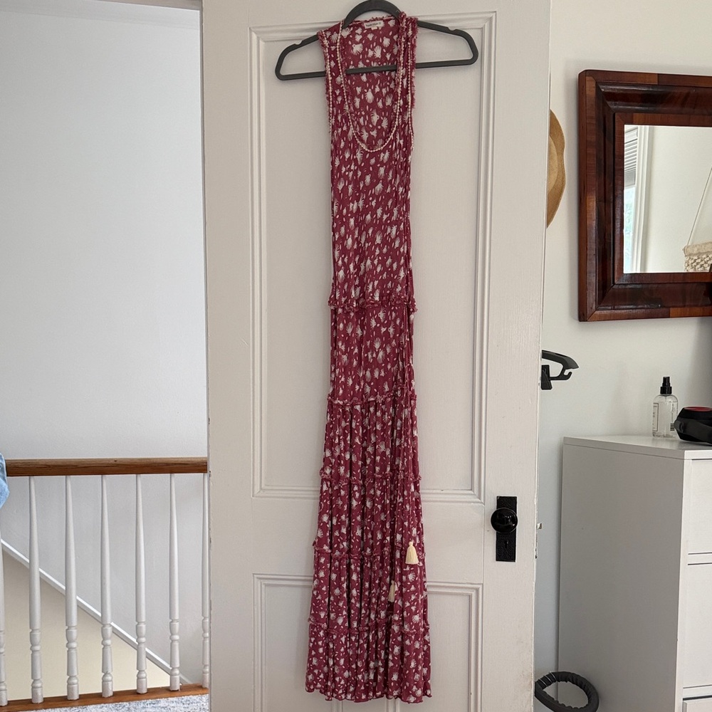 Poupette St Barth Pink white  and Ivory Maxi Dress
